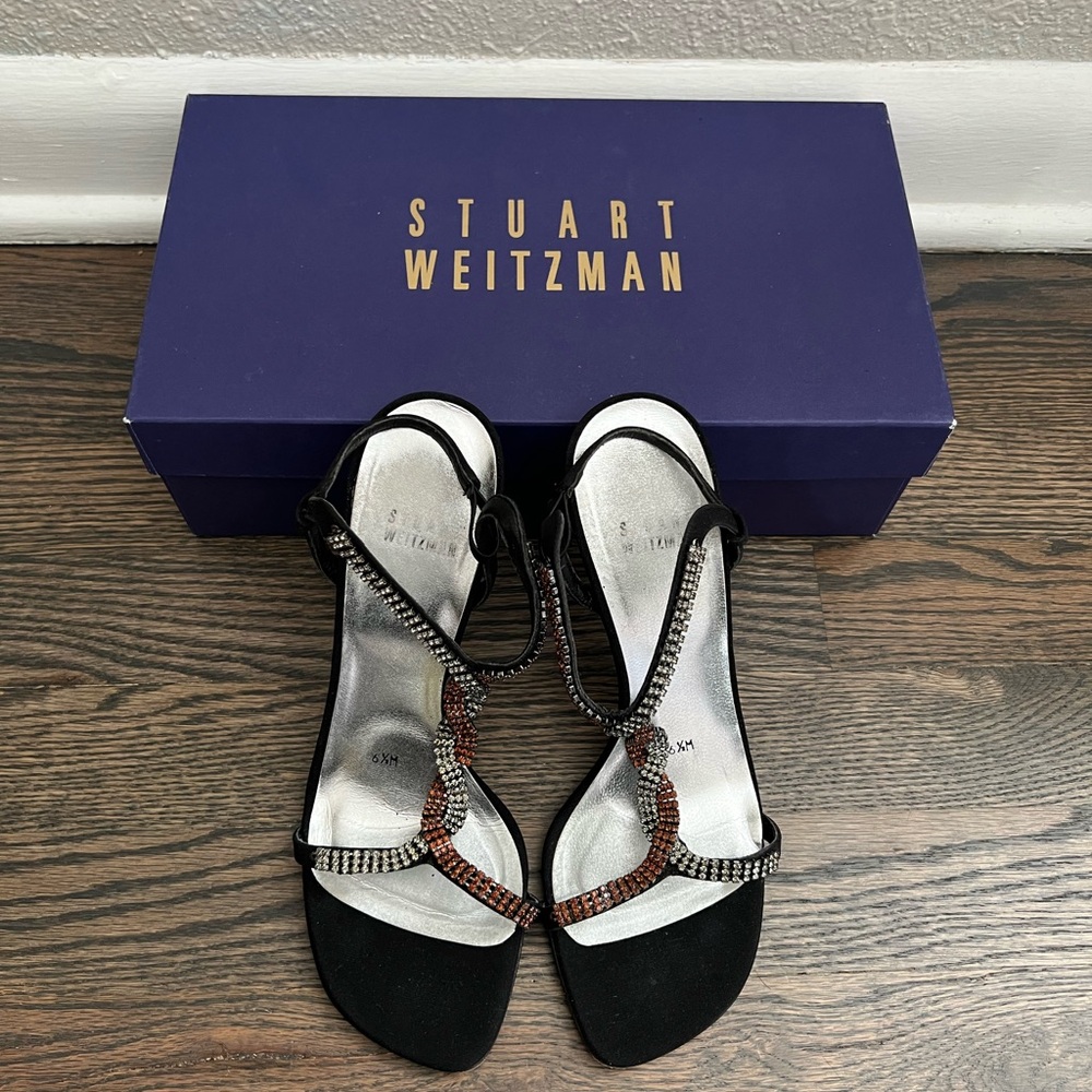 Stuart Weitzman Crystal Rhinestone Strappy Heels